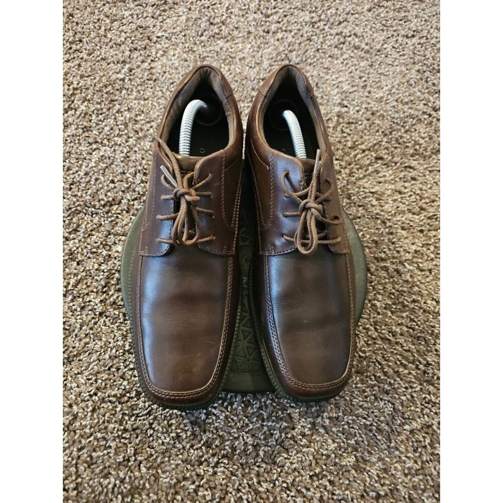 Rockport dark brown leather, square toe oxfords, Men's 10